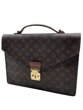 Louis Vuitton Monogram Canvas Brown Leather Briefcase